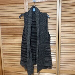Striped Black and Gray Women's Sweater Vest